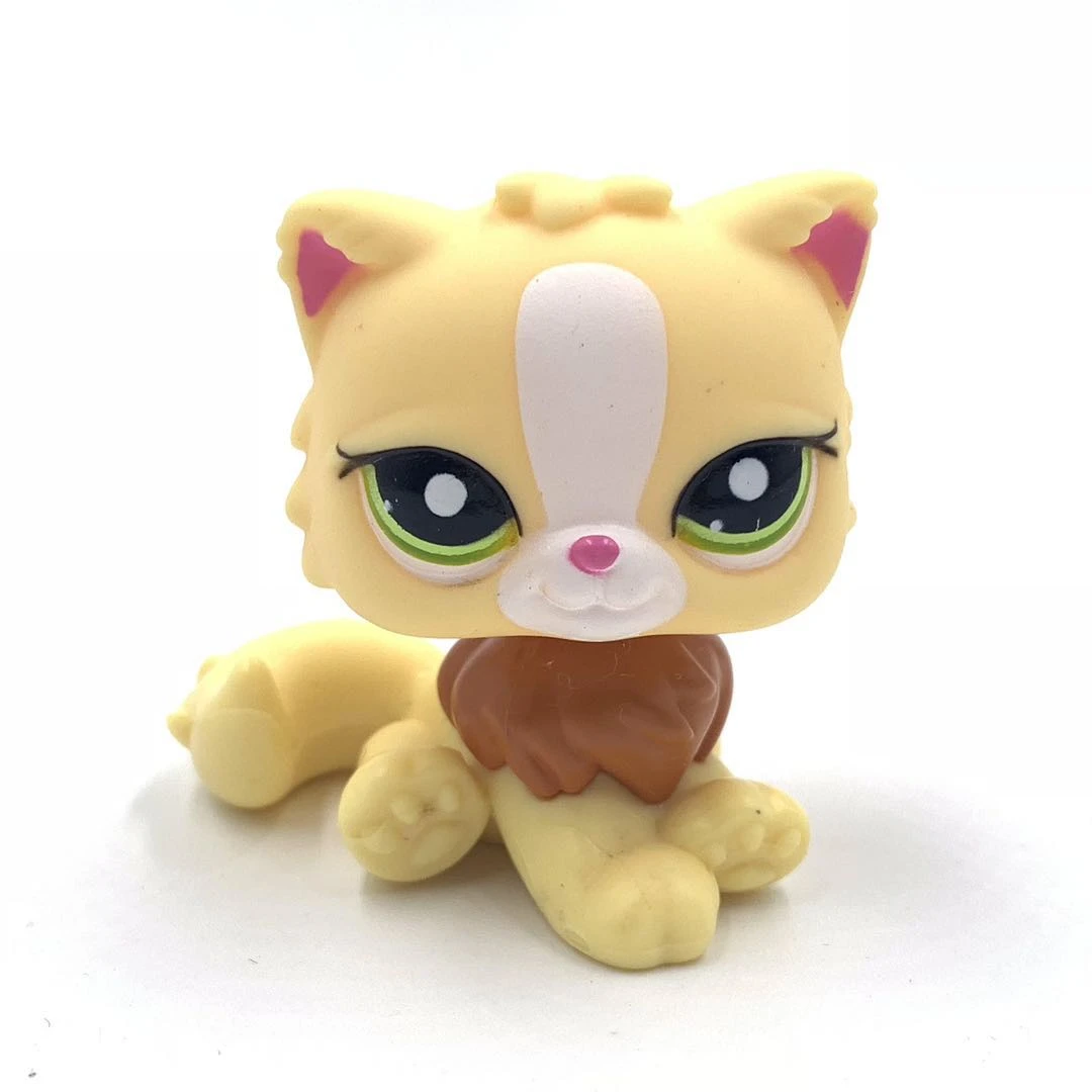 Lps Cat Littlest Pet Shop Toys Original Animal Persian Yellow Cat Cute
