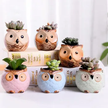 

Ceramic Flowerpot Owl Flower Pot Creative Mini Bonsai Pot New Succulent Plants Garden Pots Planters Home Balcony Garden