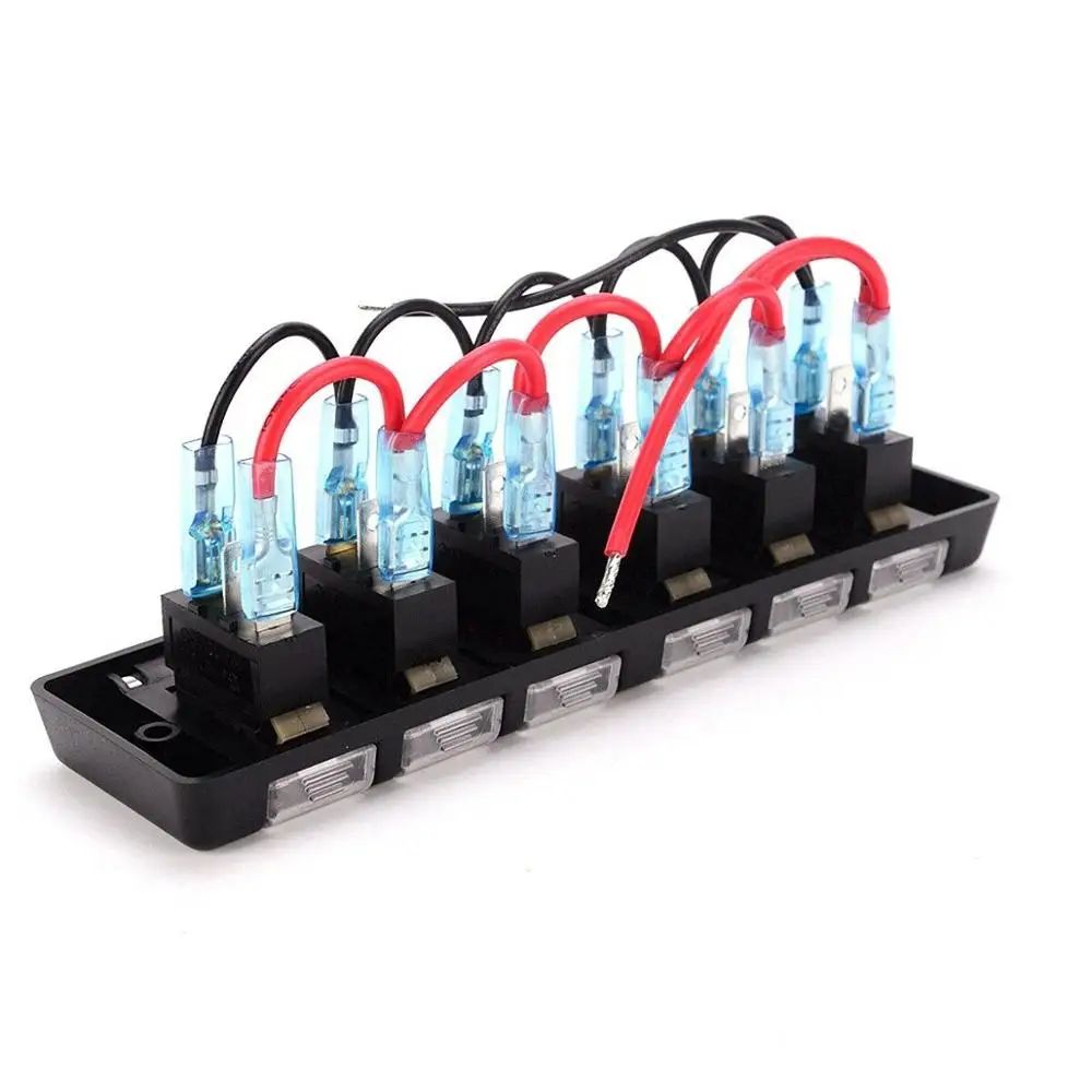 6 DC 12V 12A RV автомобиль яхта светодиодный кулисный переключатель морской панели переключатель кросс-шины предохранитель многоканальный многофункциональный выключатель питания Быстрый перезапуск одним щелчком