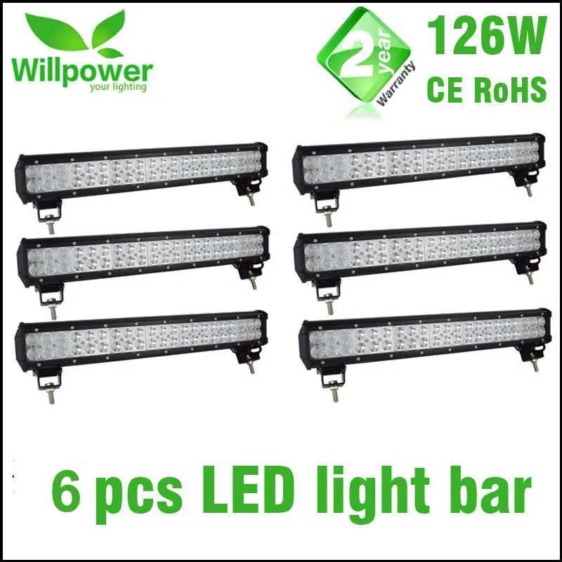 6PCS No Wire Лидер продаж комбо балка 20 дюймов 126 Вт внедорожный светодиодный светильник бар рабочий светильник 4x4 Автомобильный светодиодный светильник бар 12v жгут проводов с светильник Бар Кронштейн - Цвет: 6PCS No Wire