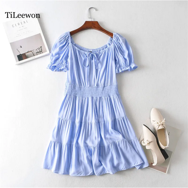 

Tileewon zomerjurk dames 2020 vestidos largos casual blue dress womens dresses elegant vintage Draw back cortos fiesta winyi