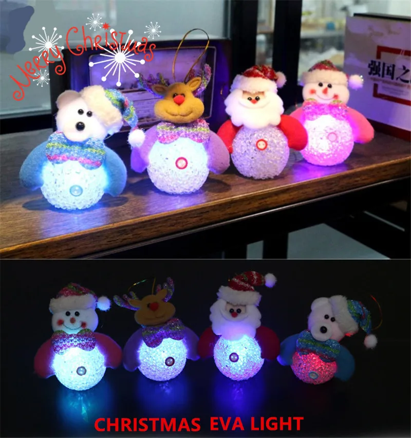Christmas Tree Hang LED Light Cute Santa Claus Snowman Ornaments Decoration EVA Desk Lamp Night Home Pendant | Дом и сад