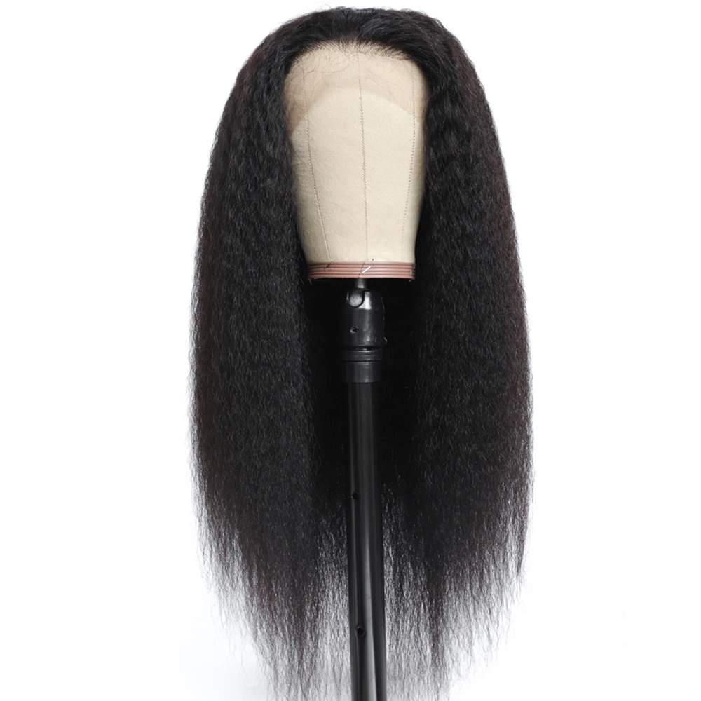 13x6 Transparent Lace Frontal Closure Wig Preplucked Kinky Straight Human Hair Wig Glueless remy coarse yaki 13x6 frontal wig