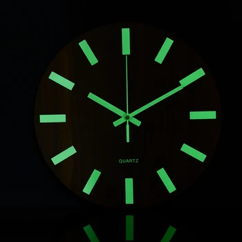 

Wood Grain Wall Decor Hanging Clock 12" Luminous Quartz Clock Simple Watch Clock With Night Light Function Non Ticking
