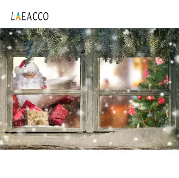 

Winter Snow Window Sill Christmas Festivals Santa Clause Is Coming Pine Child Portrait Photo Background Photography Backdrops