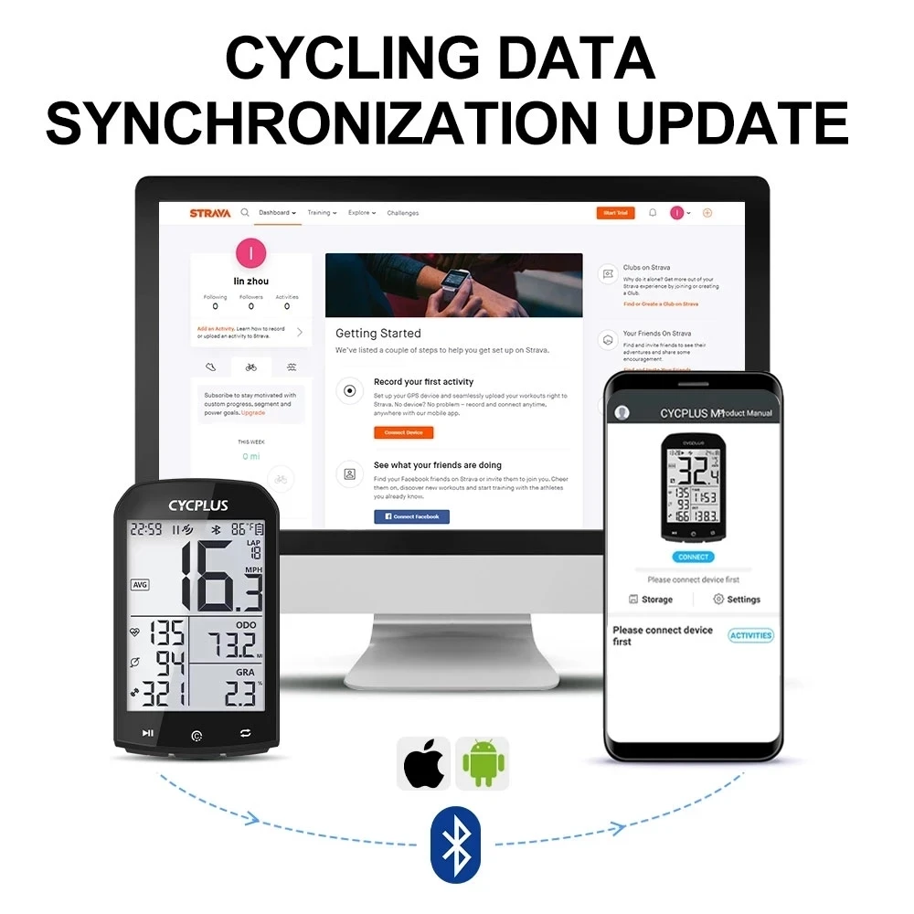Compteur De Vitesse GPS Vélo Sans Fil - Écran 2,4" Rétroéclairé, Autonomie 28h, Positionnement Satellite - 7