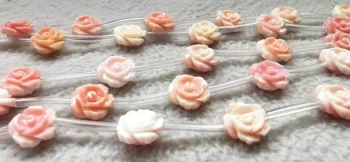 

Double carved --15pcs Genuine pink conch jewelry 12mm 15mm Rice round Rice rose tulip fluorite Red shell beads for earrings DIY