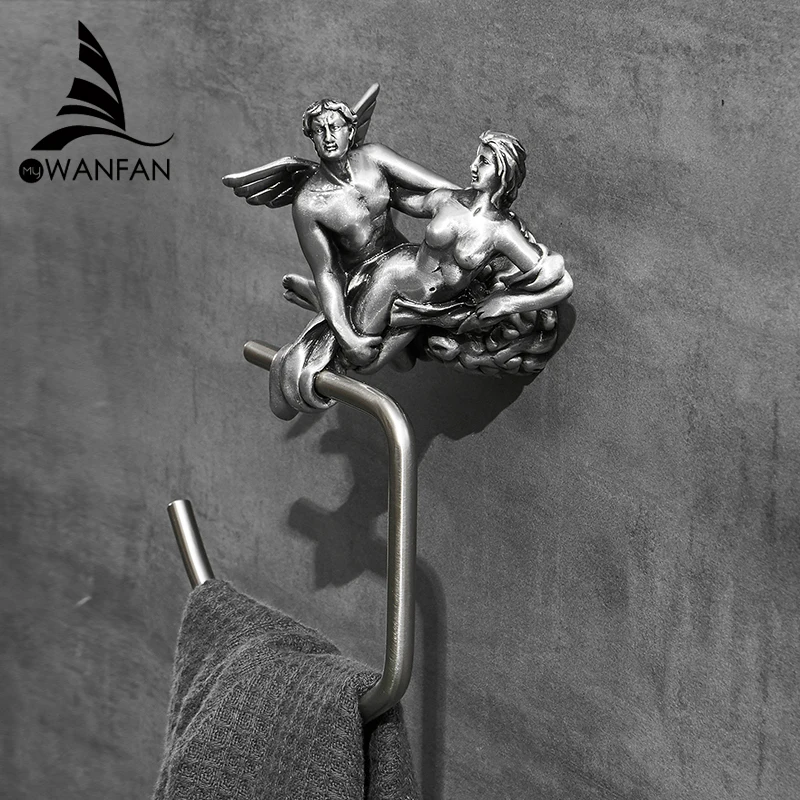 

Романтичная Серебряная вешалка для полотенец в душевую комнату, настенное кольцо для полотенец с кисточкой, аксессуары для ванной комнаты, оборудование для ванной комнаты