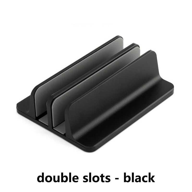 Металлический алюминиевый сплав вертикальная подставка-держатель для Mackbook Air Pro Настольный регулируемый ноутбук планшет док-держатель аксессуар - Цвет: Black Double Slot