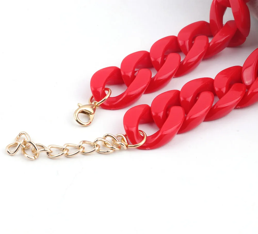 Hf8d92848bdaa4decbe0f25358a80a3acj New Acrylic Long Chain Necklace Earrings For Women Colorful Resin Chain Collar Pendant Necklaces Fashion Jewelry Mallzona
