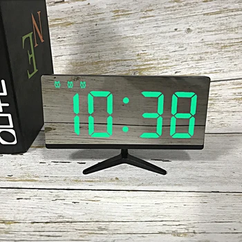 

Digital LED Alarm Clock Mirror USB Charging Port Multifunction Large LCD Screen Table Clock with Temperature Snooze Desk Clocks