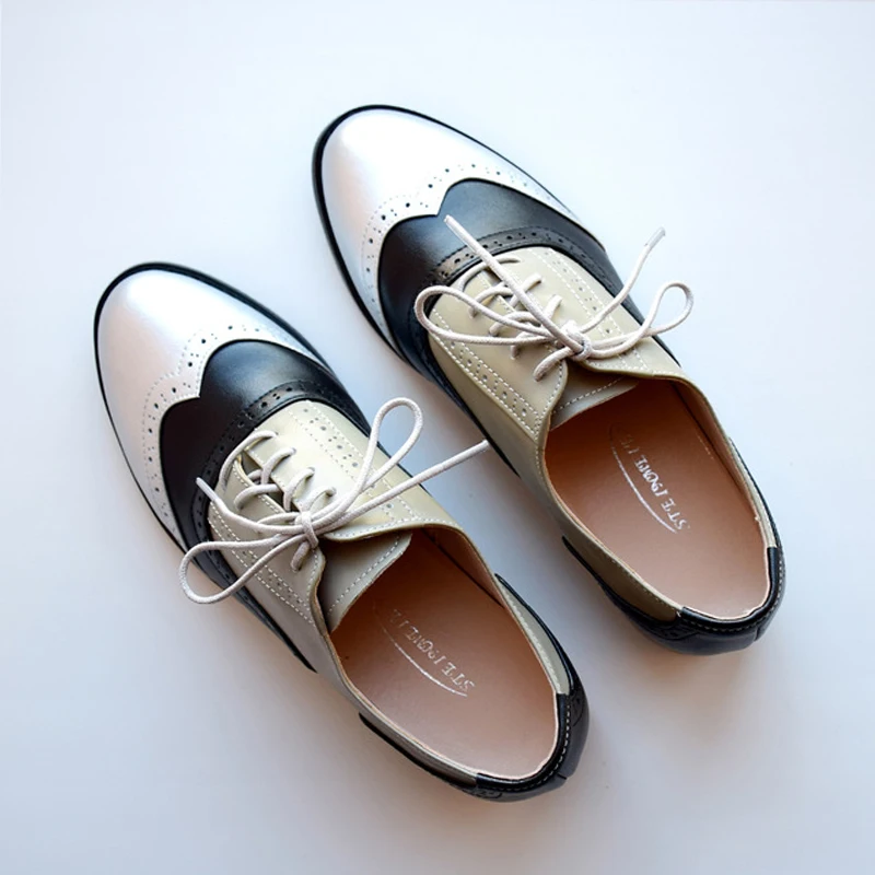 Women oxford shoes flat Genuine Leather casual vintage for pink lady shoes handmade flats woman spring summer