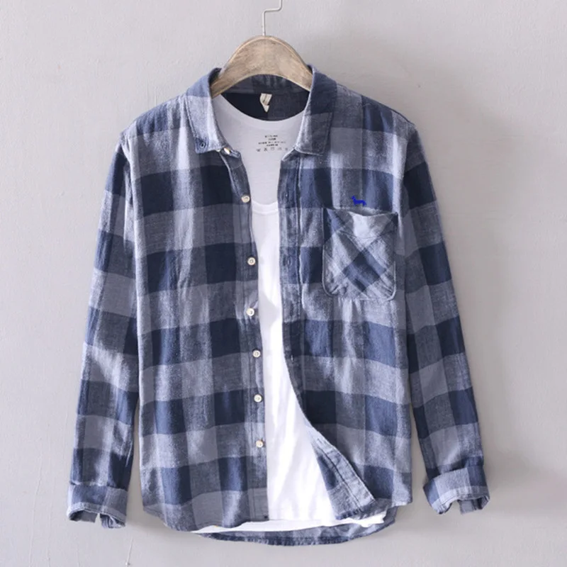 Летняя, осенняя, модная, мужская клетчатая рубашка, рубашки Chemise Homme, мужские рубашки в клетку, рубашка с коротким рукавом, Мужская блузка camicia