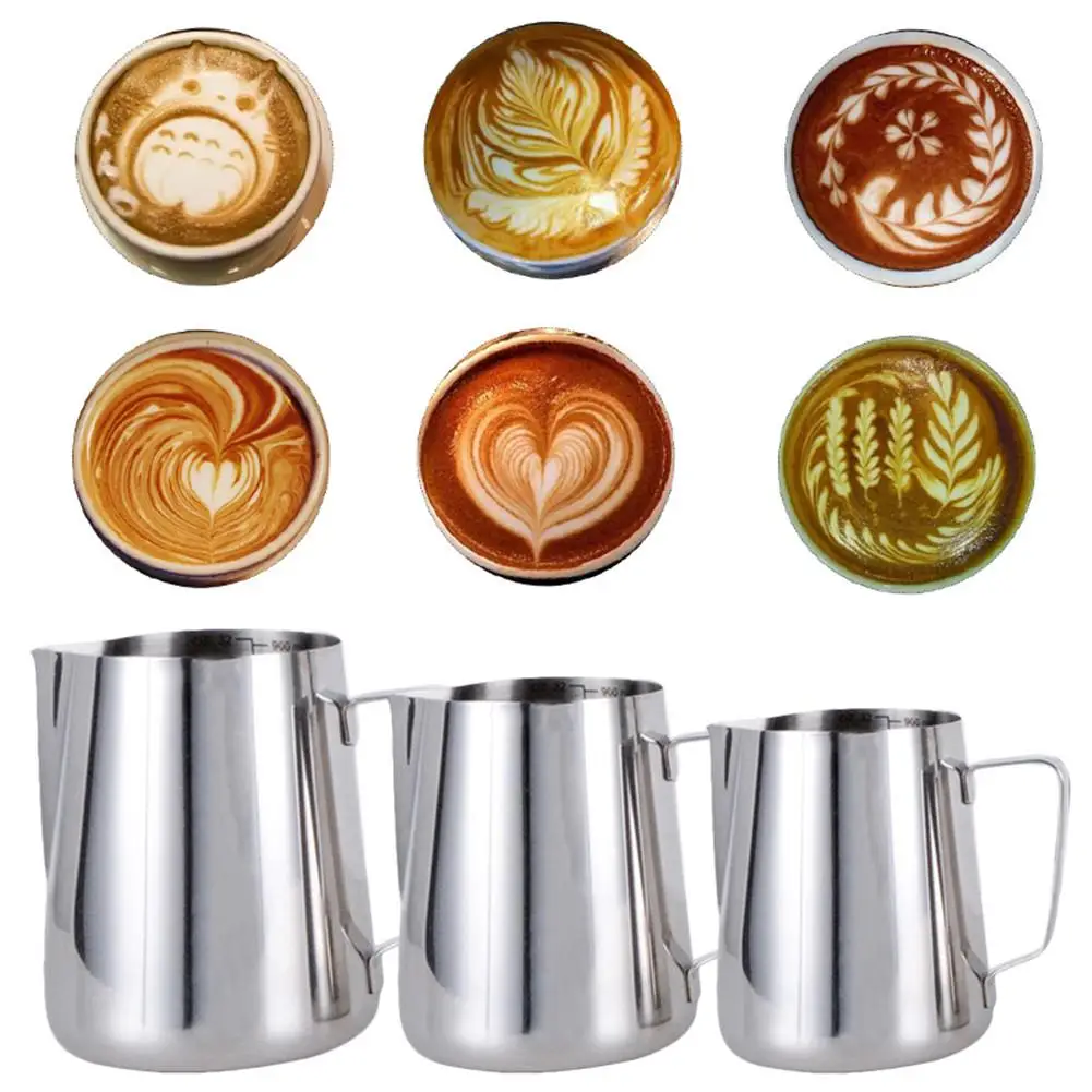 1pc Stainless Steel Frothing Coffee Pitcher Pull Flower Cup Espresso Cappuccino Cups Milk Pot Milk Frother Frothing Jug