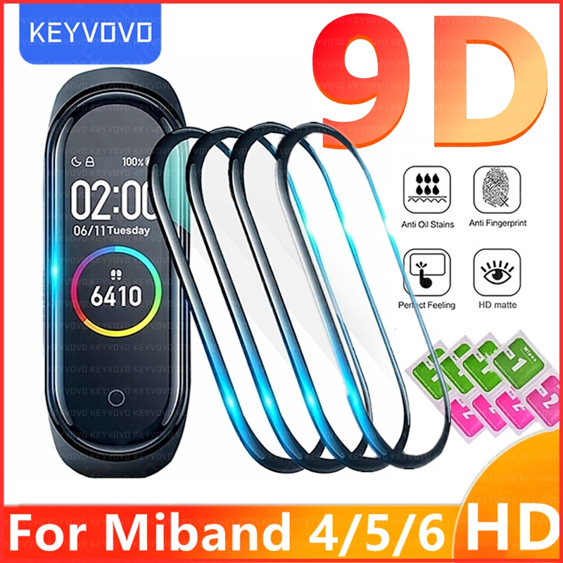 9D Protective Film Glass for Xiaomi Mi band 4 5 6 Full Cover for Mi band5 Smart Watchband Soft Screen Protector For Mi Band Case