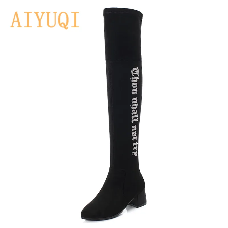 

AIYUQI Over the knee boots new autumn wild single shoes high boots stretch boots thin legs long boots women