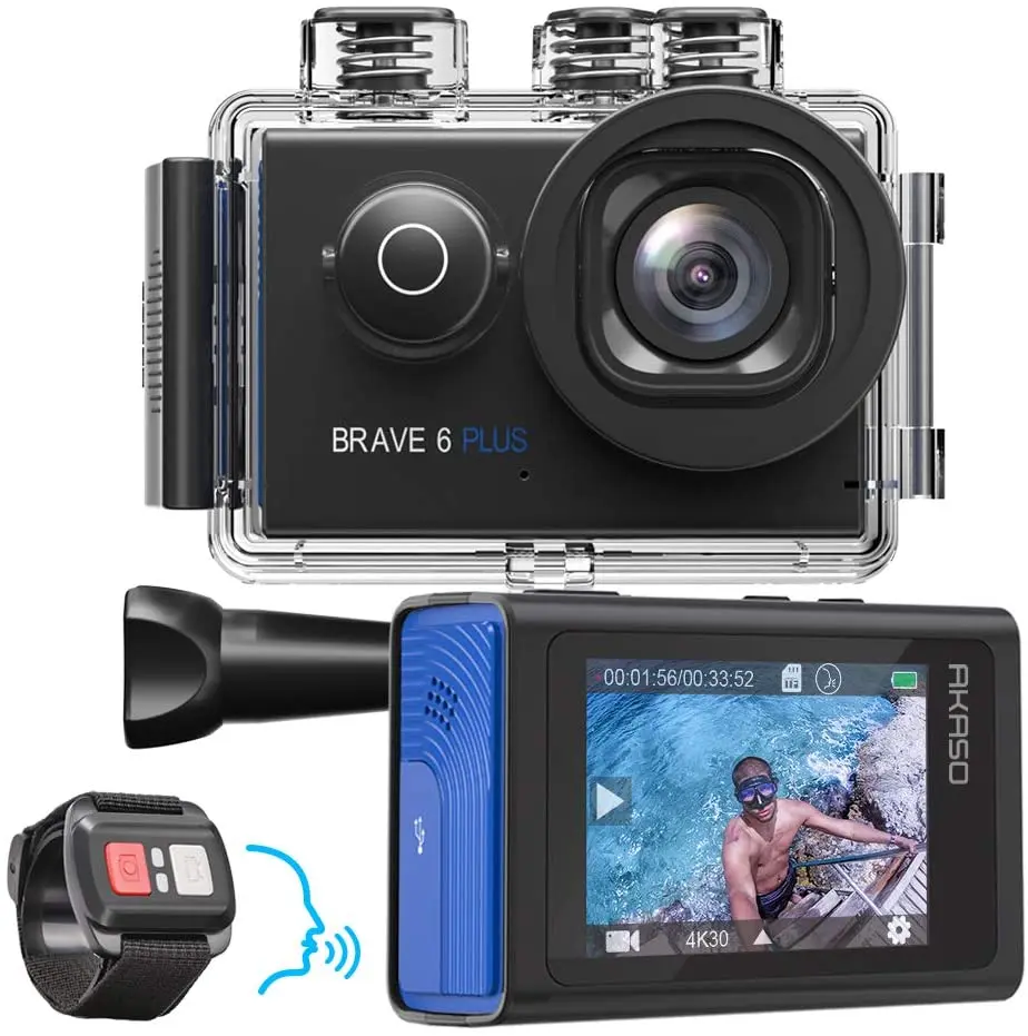 Akaso Brave 6 Plus Inheemse 4K30FPS 20MP Wifi Actie Camera Touch Screen Eis 8X Zoom 4K Sport Camera Voice afstandsbediening