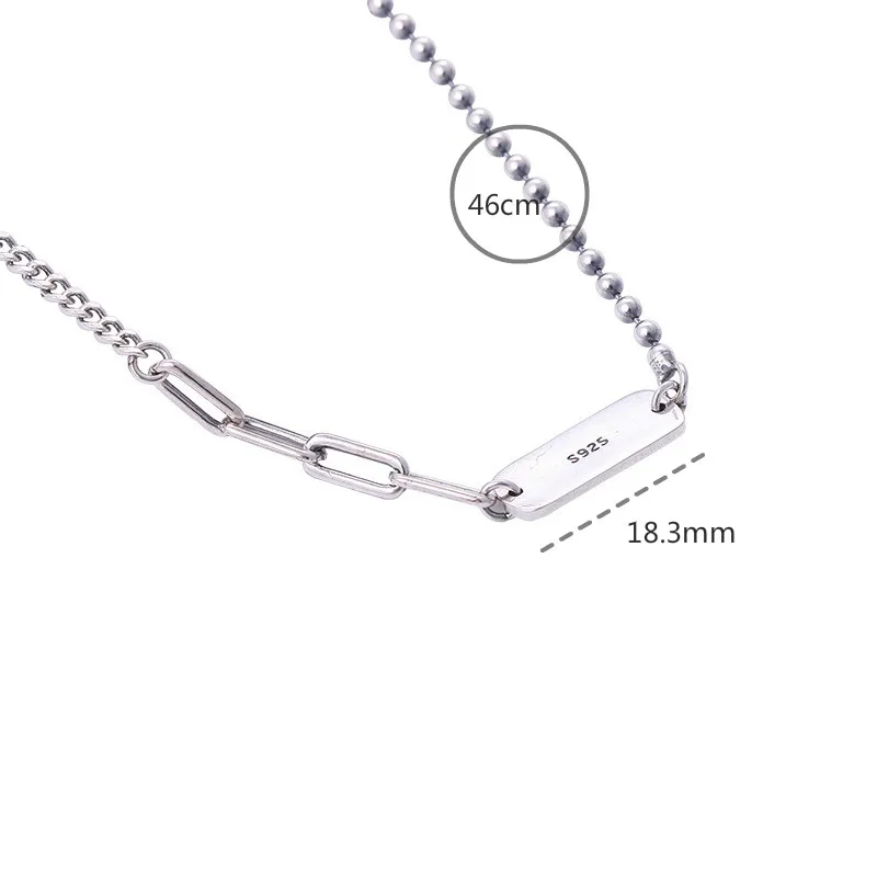 Flyleaf Vintage Long Card Necklaces& Pendants Real 925 Sterling Silver Necklace For Women Fashion Bead Chain Fine Jewelry Gift