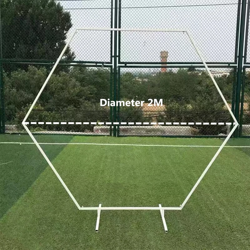 Diameter 2M Романтическая свадебная АРКА, железная шестиугольная круглая рамка, Геометрическая искусственная Цветочная стойка, креативное фоновое украшение для вечеринки - Цвет: Diameter 2M