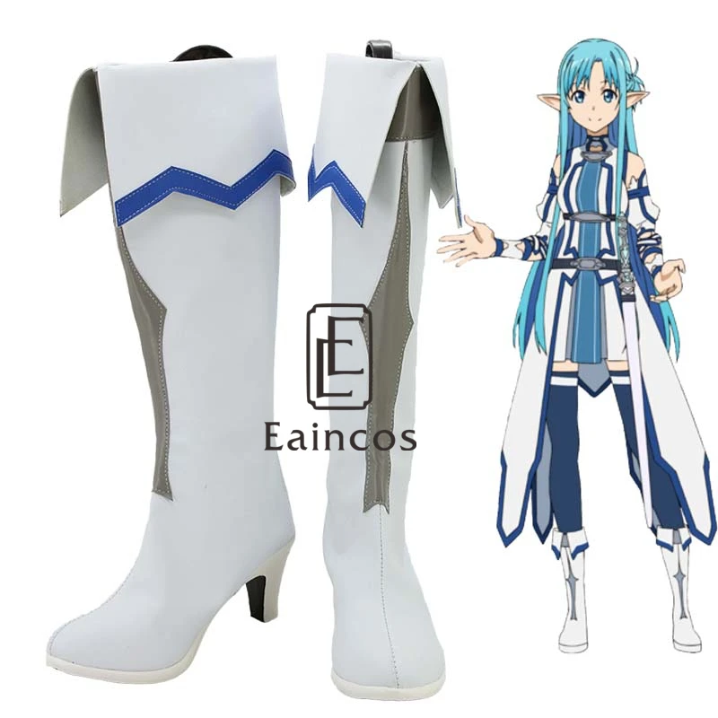 Аниме меч искусство онлайн 2 Calibur Yuuki Asuna Vaporeon косплей обувь белые сапоги