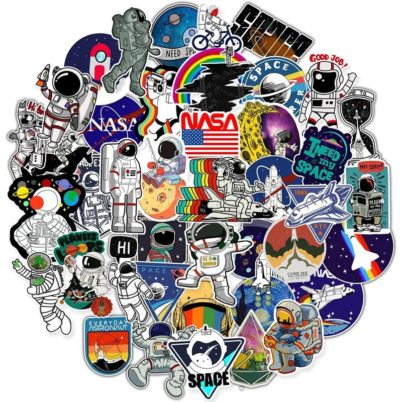 50Pcs Outer Space 2019 Astronaut Stickers For Suitcase Skateboard Laptop Luggage Fridge Phone Car Styling DIY Scrapbook Decal Sticker