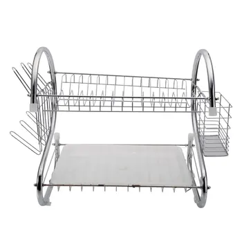 

Multifunctional S Shaped Dual Layers Dish Drainer Bowls Spoons Collection Shelf BDF99