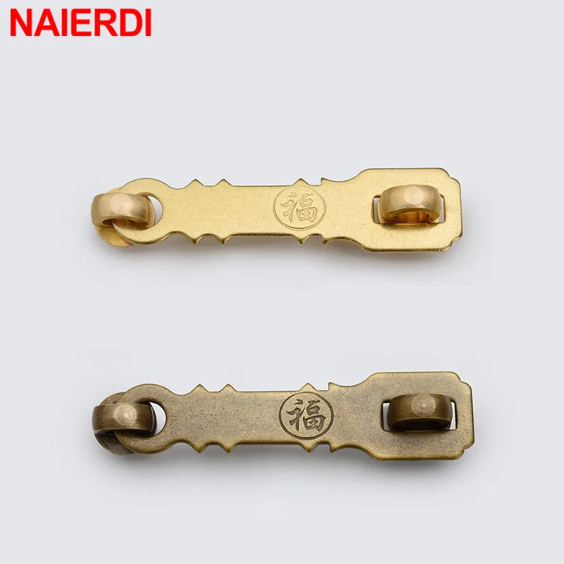 NAIERDI Pure Copper Vintage Chinese Locks Antique Bronze Hasp Latch Padlock Retro Lock Jewelry Box Padlock for Wooden Box