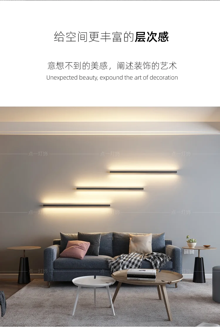 Moderno e Minimalista Lâmpada de Parede Conduziu a Iluminação Luz da Parede Simples Longa Atmosfera Sala Estar Fundo Cabeceira Quarto Interior Dispositivo Elétrico 12 Moderno e minimalista simples lâmpada de parede