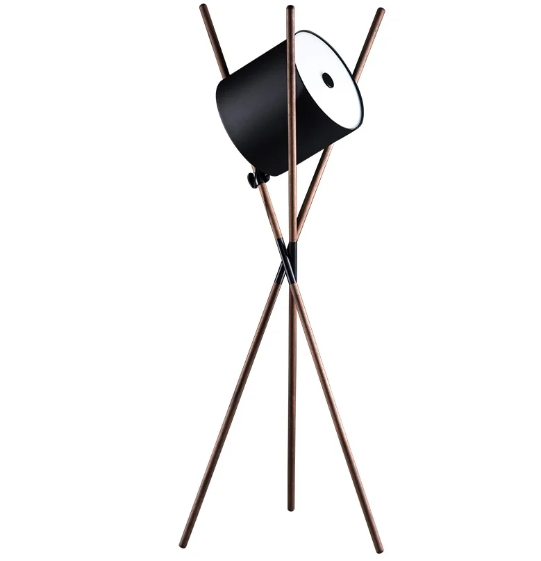

172cm High Triangle Floor Lamp with Solid Wood Stand / Metal Shade with 3-Light E24 Sockets and Acrylic Diffuser