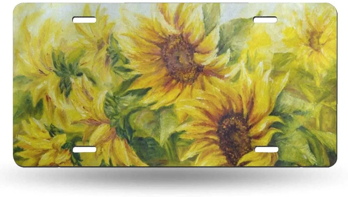 

Sunflowers Sunny License Plate,car Decor Personalise Tag,Novelty Car Front License Plate Metal Aluminum Car Plate