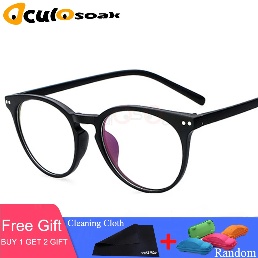 C1 bright black Модная брендовая оправа для очков винтажные женские очки для чтения оптические мужские компьютерные очки oculos de grau femininos с коробкой - Цвет оправы: C1 bright black
