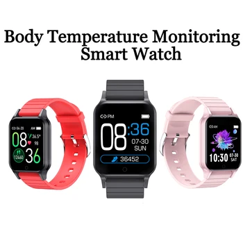 

T96 Smart Watch Themometer Body Temperature Monitor Heart Rate Monitor Wristband Waterproof Music Control Sport Smart Watch