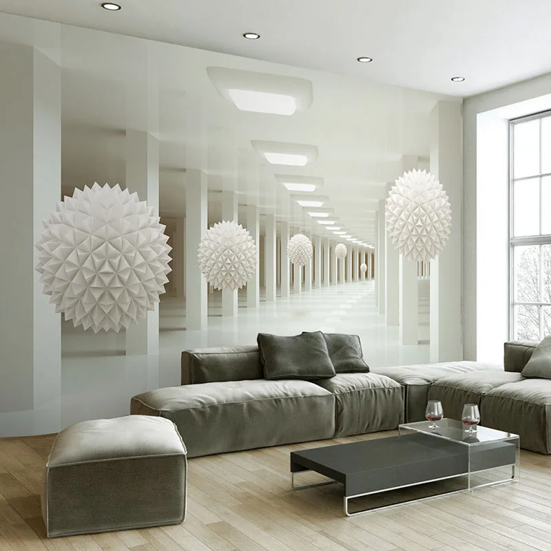 Custom-Wall-Mural-Large-Wall-Painting-Modern-3D-Stereoscopic-Abstract-Art-Space-White-Ball-Living-Room