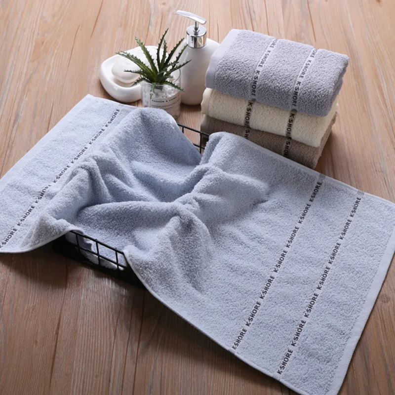 

100% Cotton Face Towel Beach Towel for Bathroom Soft Bath Towel Solid Color Thick High Absorbent Antibacterial Washcloth 70x34cm