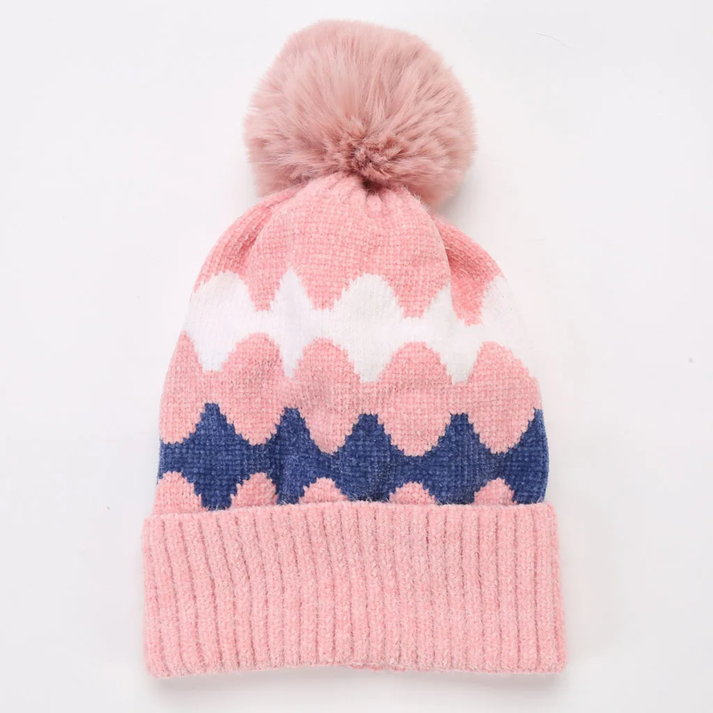 Новинка, Женская шерстяная шапка с волнистым помпоном, теплая зимняя Повседневная вязаная шерстяная шапочка, шапка для катания на лыжах, универсальная шапка skullies beanies