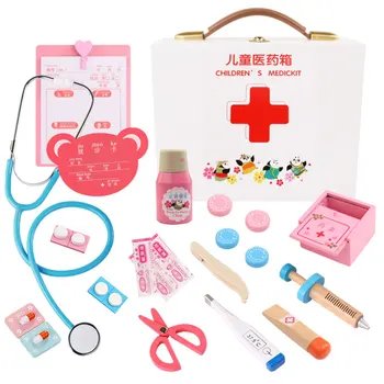 

34Pcs Wooden Toys Play Life Cosplay Dentist Doctor Nurse Game Toy Dental Pretend Doctors Accessories Tools Set For Children