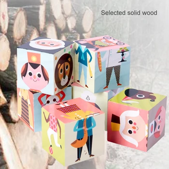 

6 Blocks/set Stack Game 3D Character Puzzle Early Educational Preschool Building Toy for Toddler Children FJ88