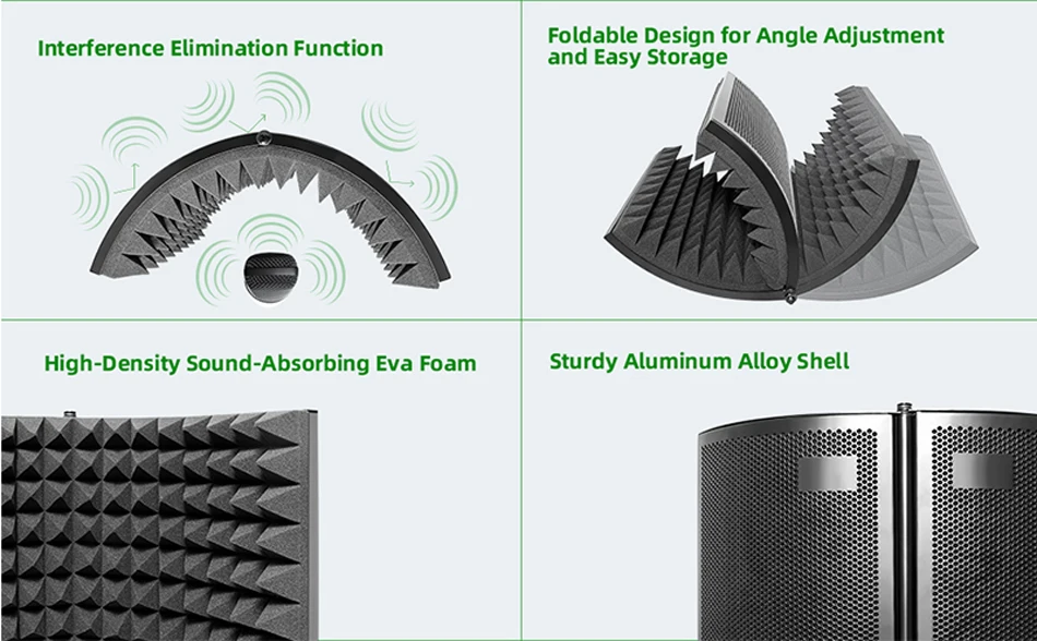 JKING складной микрофон Акустическая изоляция щит сплав акустические пены панель Студийный микрофон Аксессуары