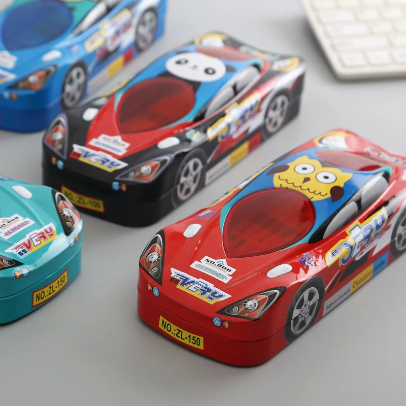 

Free shipping Iron Metal Car Pencil Case For Pen Stationery Storage Box Student Kids Gift Estuches Escolar School Auto style