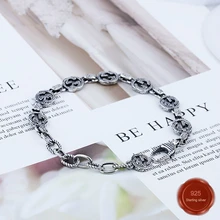 Браслет из стерлингового серебра S925 пробы, индивидуальные простые ювелирные изделия, Ретро стиль, модные буквы, простая форма, подарок на день Святого Валентина, хит