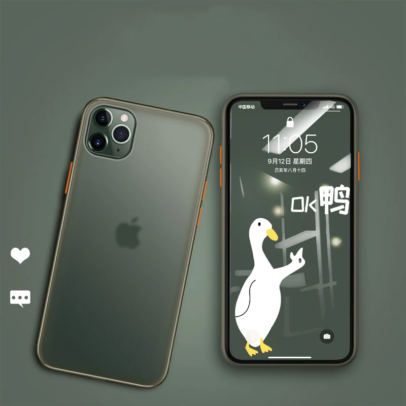 Для Apple iPhone 11 чехол матовый Жесткий чехол полупрозрачный кожаный для iPhone 11 Pro Max iPhone11 6s 7 8 Plus X XS противоударный чехол для телефона