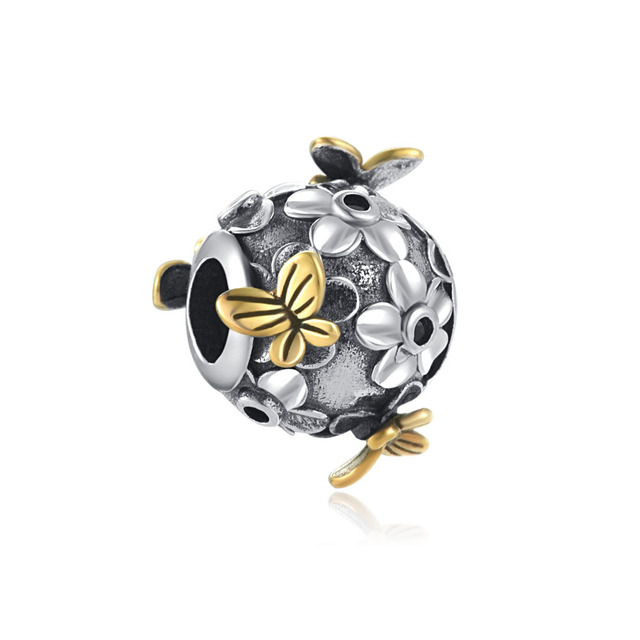 New Diy Acessories Bead Dog Rose Gold Skull Cake Butterfly Fit Original Pandora Charms Bracelet Jewelry 925 Silver Sterling