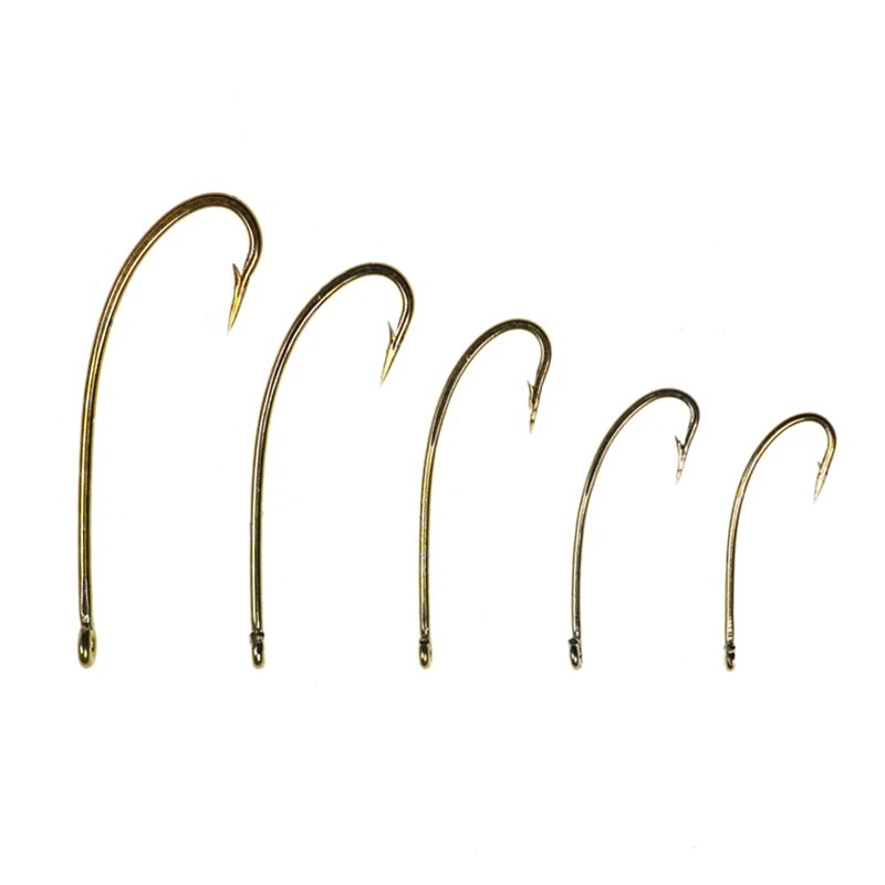 Circle Fishing Hooks 50 Pack - Long Shank Curved Fly Tying Hooks, Bronzed, Size 8 To 16 (Barbed/Barbless) - View #11