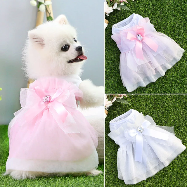 Vestido de S-XL para perros pequeños, ropa de Chihuahua, Pug, estilo princesa, gato, Princesa, falda con lazo - AliExpress