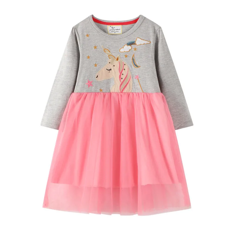 born baby dress 2-7T Baby Girls Long Sleeve Dress for Autumn Winter Children Animal Unicorn Mesh Stars Party Tutu Kids Girls Dresses fancy baby dresses