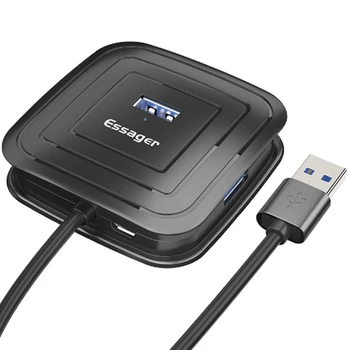 

ESSAGER USB3.0 HUB Splitter Multiple Notebook USB3.0 Hub 4 Port HUB Splitter Extender 0.25M Line Length for PC Laptop