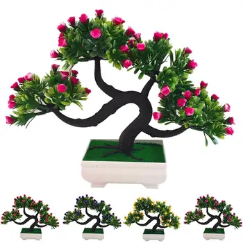 NEW Artificial Plants Bonsai Small Tree Pot Plants Fake Flowers Potted Ornaments For Home Decor Decoration Hotel Garden Decor