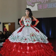 Милое вышитая бальное платье пышные платья сатиновое милое 16 платье со шнуровкой длиной до пола vestido de festa BM125