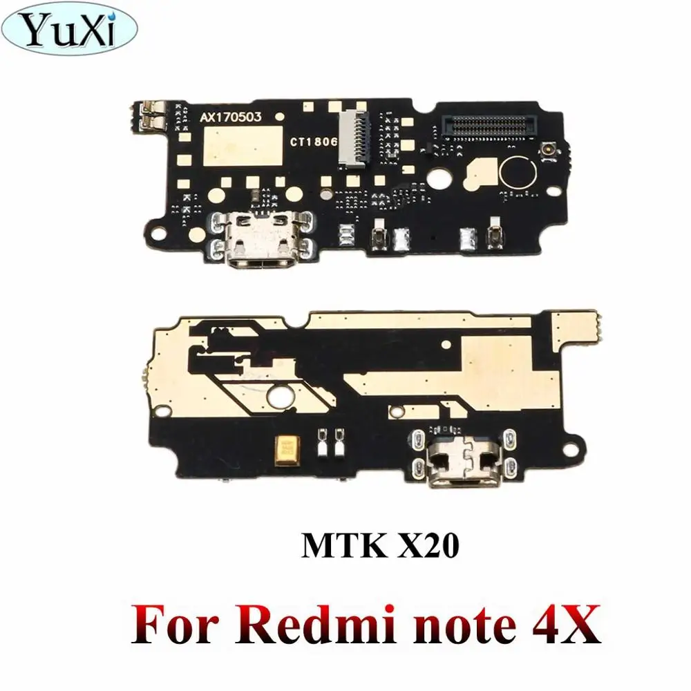 YuXi usb зарядка Нижняя плата гибкий кабель соединительные детали для Xiaomi Redmi Note 3/4/Note 3/4 Pro/4A/5A/4X/2A/3 S микрофонный модуль - Цвет: Note 4-MTK X20