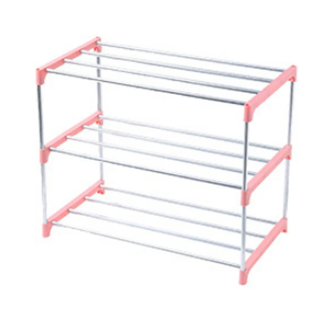 Simple Multi Layer Shoe Rack Stainless Steel Easy Assemble Storage Shelf Shoe Cabinet
